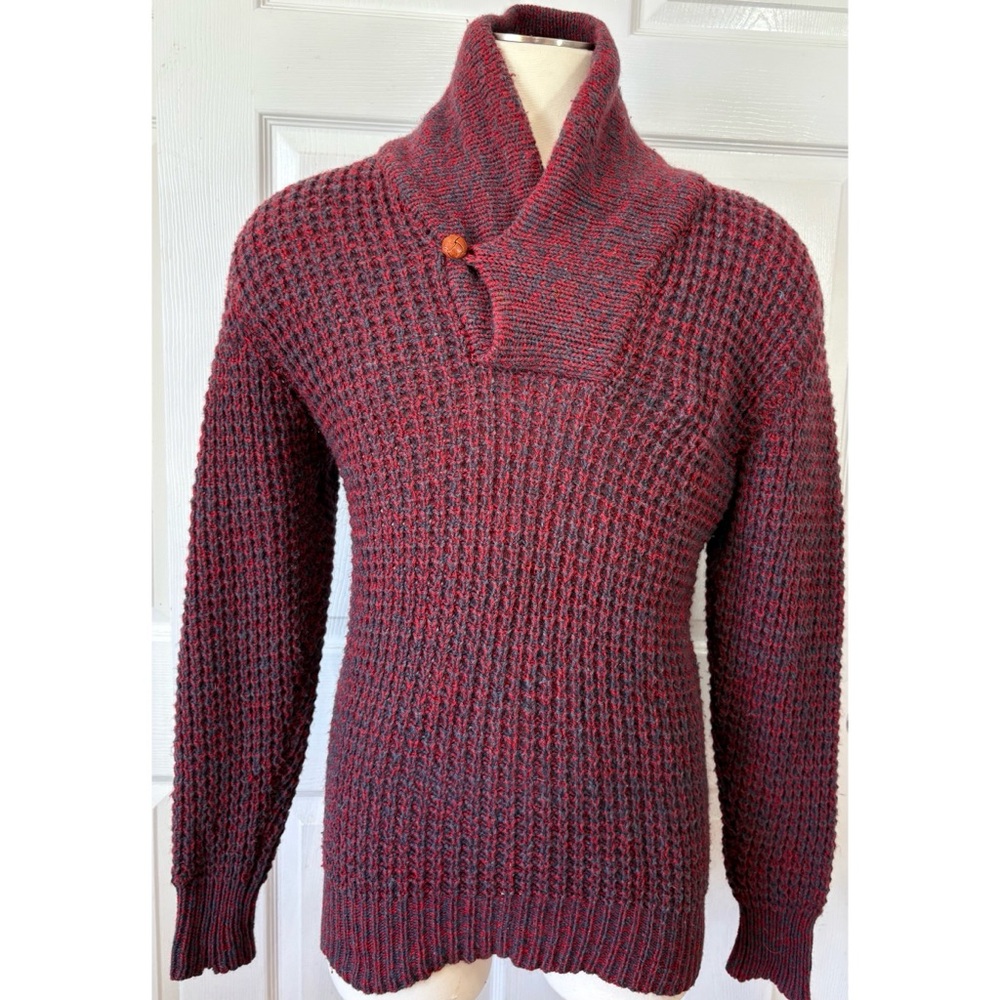 VTG Woolrich Men's Shawl Collar Waffle Knit Wool Pullover Sweater Size Large